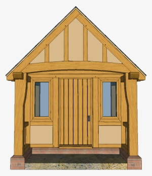 3d Front Of Large Oak Porch With Jowl Posts - Shed
