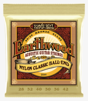 Ernie Ball Earthwood Folk Nylon, Clear & Gold Ball - Ernie Ball Extra Light