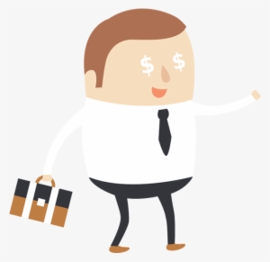 Businessman Greedy With Money Eyes - Illustration