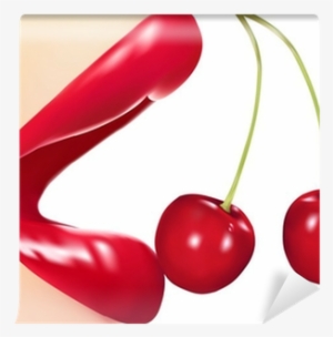 Glamour Red Gloss Lips With Cherries - Cherry