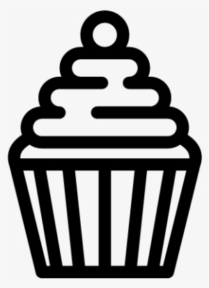 Big Cupcake With Cherry Vector - Frozen Yogurt Outline