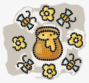 Honey Pot Royalty Free Vector Clip Art Illustration - Honey Bee