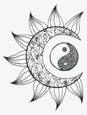 Tumblr Moon Sol Luna Sticker Png Tumblr Flower Moon - Artsy Coloring Pages