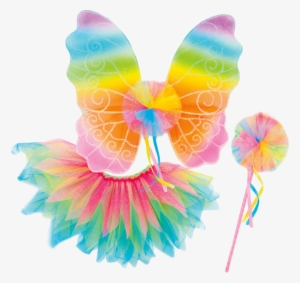 Rainbow Wings, Wand And Tutu Set - Ensemble Arc-en-ciel Tutu Ailes Et La Baguette