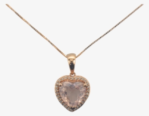 14k Rose Gold Morganite Heart And Diamond Necklace