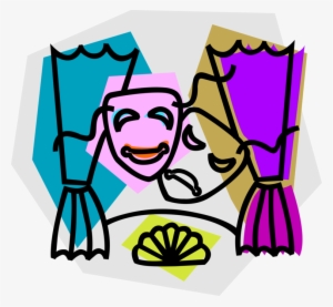 Vector Illustration Of Comedy And Drama Masks With - Cliparts Theatre