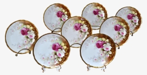 Limoges Piece Signed Dessert Set With Gold - Limoges