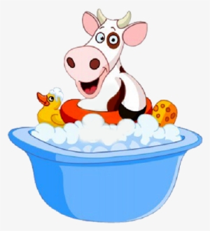 Funny Cow Clip Art - Cow In A Bathtub
