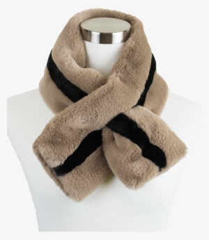 Womens Stripe Two Tone Design Plush Faux Fur Cold Weather