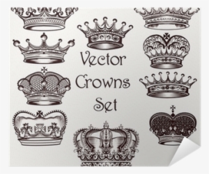 Collection Of Vector Hand Drawn Crowns For Design Poster - Vector Crown Sets