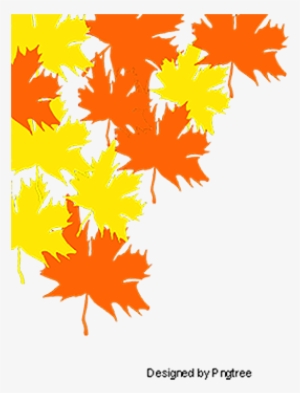 Autumn Maple Leaf Texture Painted Cartoon, Cartoon, - Maple
