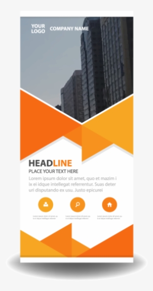 Orange Business Roll Up Banner Flat Design Template - Skyscraper