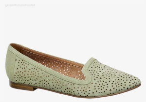 Women Elegant Shoes Green Laser Cut Loafers Upper Leather - Laser Cut In Ladies Shoes