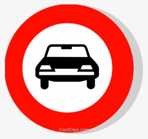 Eu Traffic Sign, No Entry For Motor Cars Royalty Free - Red Car