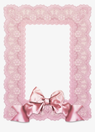 Frame With Pink Lace And Silk Ribbon - Pink Lace Frame Png
