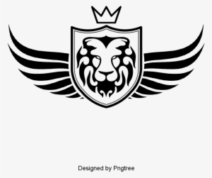 Lion's Head Black Lines, Lion's Head, Black, Tattoo - Emblem