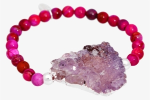 Druzy Crazy Lace Agate Bracelet - Tiffany Black Bead Bracelet