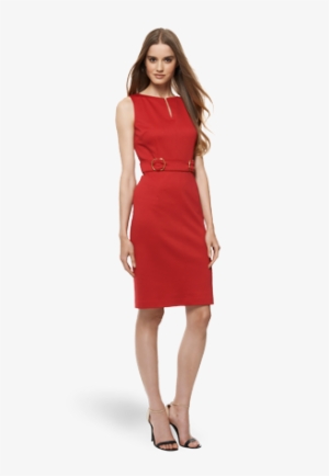 David Meister Red Sleeveless Ponte Dress - Satin