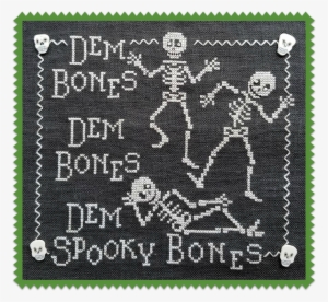 Dem Bones Pic Green Border - Cross-stitch