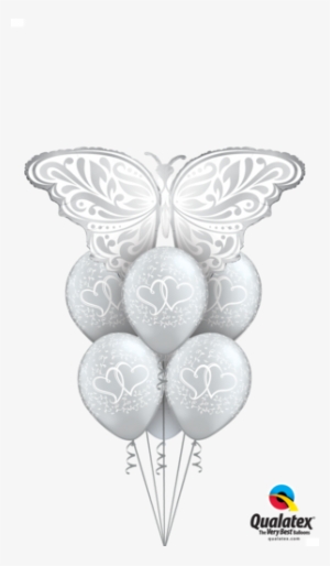 Elegant Silver Butterfly Wedding Bouquet Of Balloons - 44" Shape Wedding Butterfly - Mylar Balloons Foil