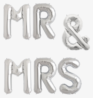 34" Mr & Mrs Foil Letter Balloons - 1 34" Silver & Ampersand Balloon