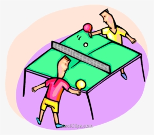Kids Playing Ping Pong Royalty Free Vector Clip Art - Play Ping Pong Cartoon