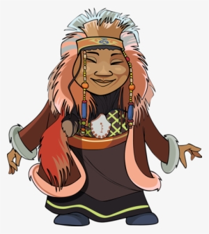 Cartoon Man With A Woman Of The Far North In The National - Vestir Se Desenhos Animados