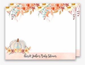 Fall Pumpkin Blue And Orange Floral Baby Shower Name - Blue