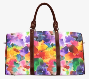 Vibrant Flower Watercolor Waterproof Travel Bag/small