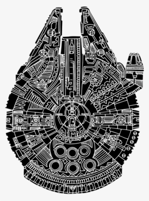 Bleed Area May Not Be Visible - Millennium Falcon Black And White