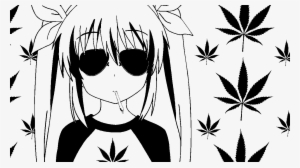 Royalty Free Cannabis Drawing Wolf - Anime Girl With Weed