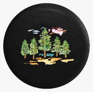 Pine Trees Painted Look Jeep Camper Spare Tire Cover - Christmas Tree