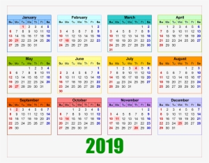 Calendar 2019 Hd Png - Free Printable 2019 Calendar With Holidays ...