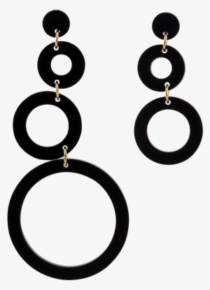 Asymmetric Circles Black - Earring