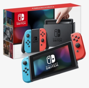 Nintendo Switch With Neon Blue And Neon Red Joy‐con