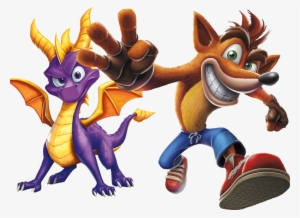 1mib, 1016x740, Crash And Spyro - Spyro The Dragon Art