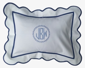 Monogrammed Pique Scalloped Boudoir Pillow