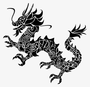 Tribal Asian Dragon Silhouette Icons Png - Chinese Dragon Art Png