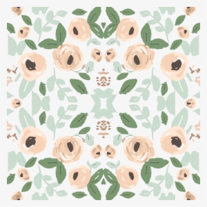 Nude, Peach And Green Watercolor Flowers Wallpaper