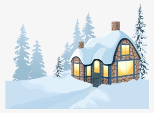Winter House And Snow Png Clipart Image - Stock Illustration