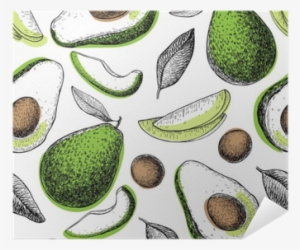 Vector Hand Drawn Green Avocado Seamless Pattern - Avocados Pleas Tote Bag Medium - 16"x16" (41x41cm)