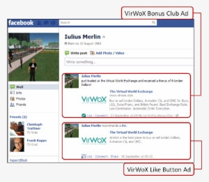 Like Button Ad And Virwox Bonusclub Application Ad - User