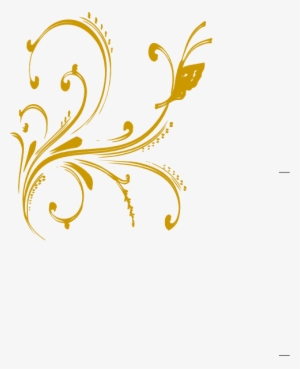 Gold Floral Design With Butterfly Clip Art At Clker - Peach Border Design Png