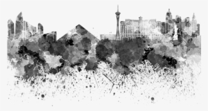 Bleed Area May Not Be Visible - Las Vegas Skyline In Black Watercolor