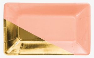 Coral & Gold Foil Rectangular Plate - Creative Converting Gold And Coral Paper Plates
