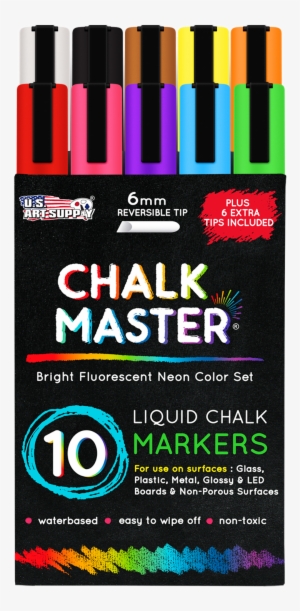 10 Bright Fluorescent Neon Liquid Chalk Marker Set