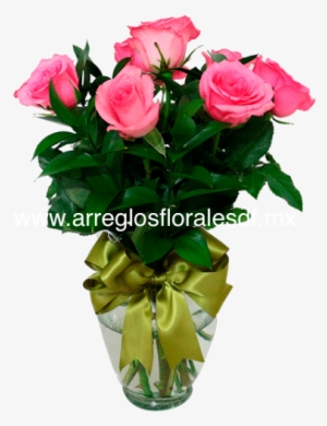 Florero Con Rosas Rosas - Floreros Con Flores Png
