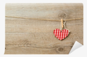 Christmas Toys Hanging On String Over Wooden Background - Earrings