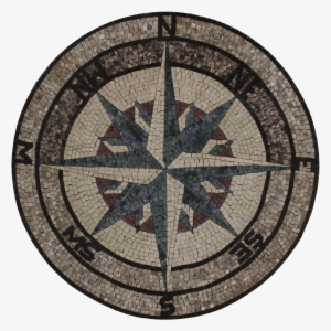 Nautical Compass Handcut Tile Stone Mosaic