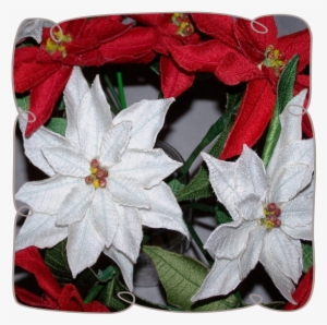 3d Poinsettias - Christmas Embroidered Machine Decorations